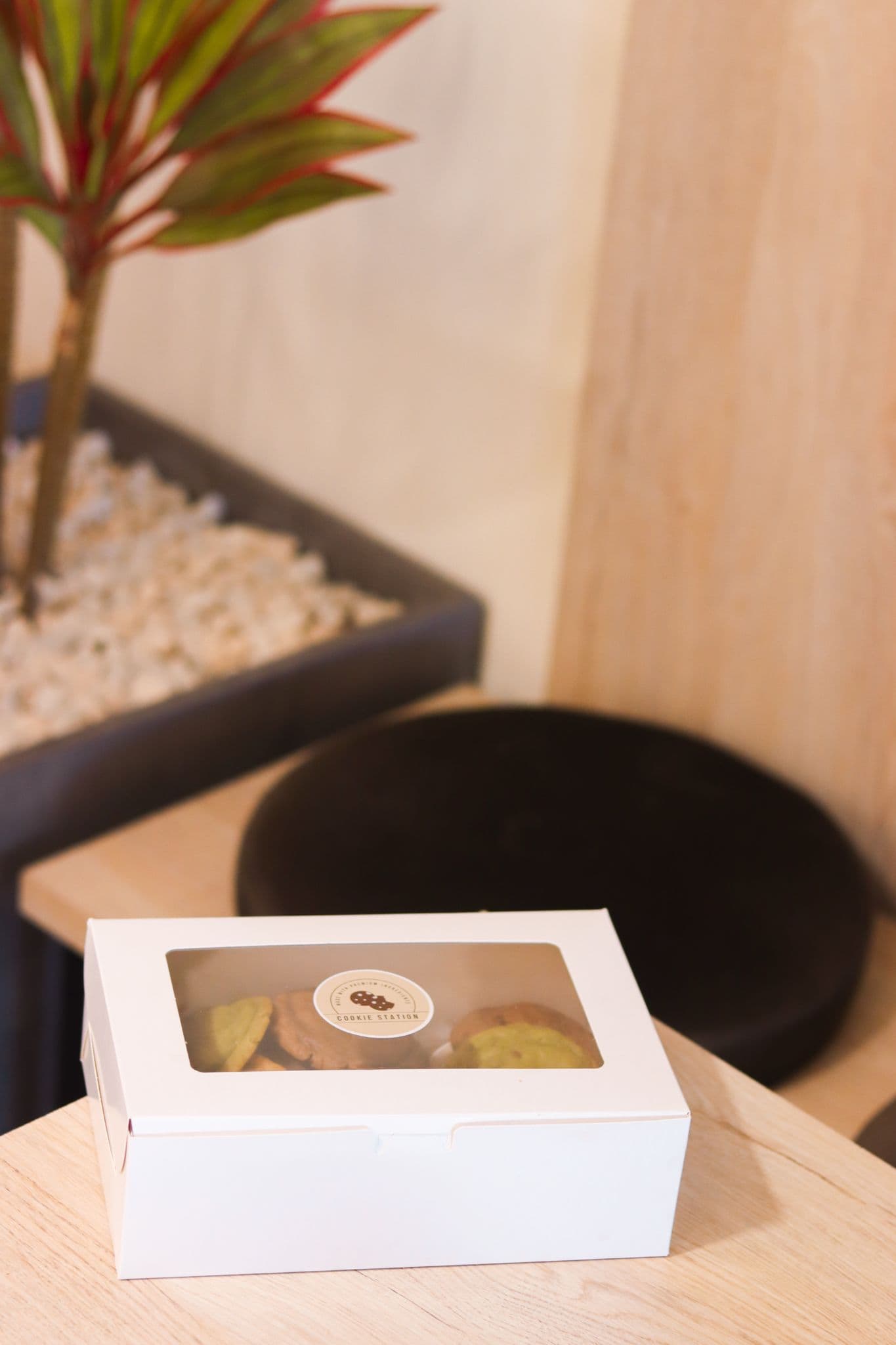 Picture of cookies in many tasty flavors with the cookie station (cookiestation) logo in a local coffee shop in kirkuk city iraq.